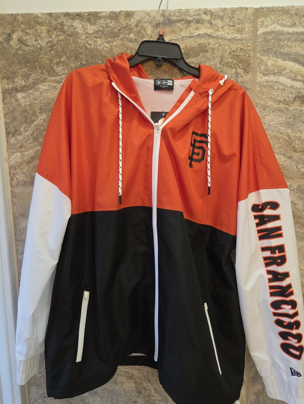 NWT New Era San Francisco Colorblock Windbreaker Jacket - Orange/Black/White